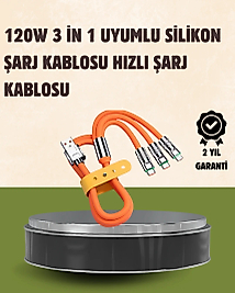 120 W Şarj ve Veri Aktarımı Kablo– 3 Başlıklı Çok Amaçlı Kablo Yüksek Hızlı