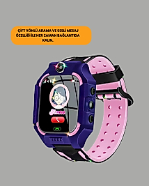 S10 Mor Çocuk Takip Saati Elektronik Bariyer ve Sesli Mesaj Destekli