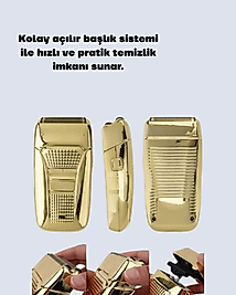Çift Başlık ve Favori Şekillendirme Özellikli Altın Renk Tıraş Makinesi