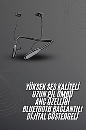 100 Saat Bluetooth Kulaklık Dijital Göstergeli ANC Özelliği Kablolu