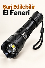 Şarj Edilebilir LED El Feneri Dijital Göstergeli Alüminyum Gövde