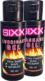 SİXX ERKEKLERE VE BAYANLARA UYGUN IUBRİKANT 60 ML JEL ILE+ MASAJ YAĞI