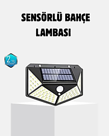Güneş Enerjili 100 LED Dış Mekan Lamba Hareket Sensörlü, Uzun Süreli Şarj Solar Aydınlatma