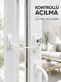 Beyaz Kablolu Pencere Kilidi Anahtarlı Güvenlik Sistemi Çocuk Koruma Aparatı