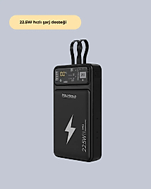 Powerbank Hızlı Şarj 10000 mAh Dahili Kablo Yeni Nesil