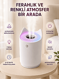 Ultrasonik Nemlendirici 7 Renk LED Işıklı Aroma Difüzör
