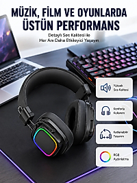RGB Işıklı Katlanabilir Bluetooth 5.3 Kulak Üstü Kulaklık