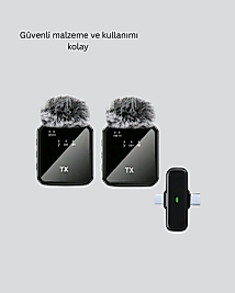 Canlı Yayın ve Video Çekimleri İçin Çiftli Kablosuz Yaka Mikrofon