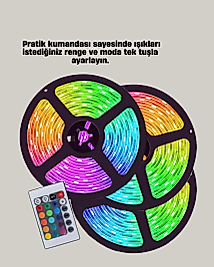 Smart Şerit LED Kumandalı USB Enerjili Suya Dayanıklı Dekoratif Aydınlatma