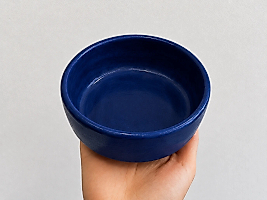 Kase Model Beton Kedi Köpek Mama ve Su Kabı (15cm çap × 5cm) - Lacivert