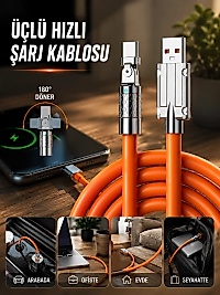 3 İn 1 Süper Hızlı Şarj Kablosu Android ve İOS Uyumlu Silikon Şarj Kablosu