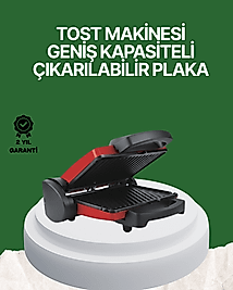 2000 Watt Teflon Tost Makinesi – Geniş Plaka, Ayarlanabilir Isı, Kolay Temizlik
