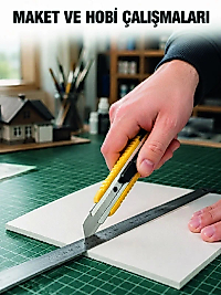 5 Adet Metal Falçata Seti Ergonomik Saplı Çelik Maket Bıçağı Koli Ambalaj PVC Kesici