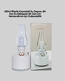 Kablosuz Retro Buhar Makinesi Gaz Lambası Tasarım Ledli Difüzör