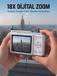 Kompakt Dijital Fotoğraf Makinesi Beyaz 18X Dijital Zoom Destekli