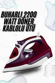Buharlı Kablolu Ütü 2200 Watt Kireçlenme Önleyici Şok Buharlı