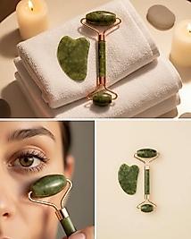 Yeşim Taşı Yüz Bakım Seti Çift Başlıklı Roller ve Gua Sha