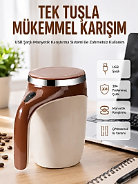 USB Şarjlı Elektrikli Karıştırıcı Kupa – Sıcak & Soğuk İçecekler için