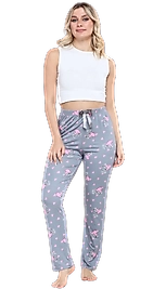 Pijama Altı Modal  Ring Viskon Kumaş Kalp Desenli-Gri