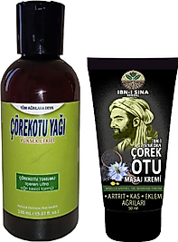 ÇÖREK OTU YAĞI 150 ML + IBN-I SİNA ÇÖREK OTU KREMİ 50 ML / SIRT BEL ISKELET DİZ DİRSEK KAS AGRİLARİNA MASAJ SETİ