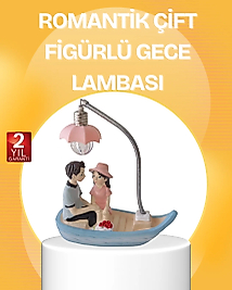 Romantik Çift Figürlü Gece Lambası Sandal Model Sevgiliye Özel Hediye