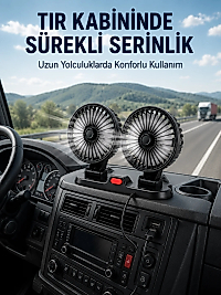 Çift Başlıklı Araç İçi USB Vantilatör Soğutucu Fan