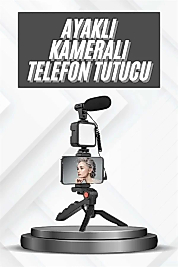Telefon Tutucu Mikrofonlu Işıklı Youtuber Video Kayıt