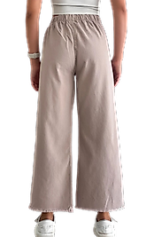 Palazzo Pantolon Paçası Püsküllü -Bej