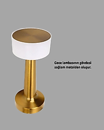 Touch Gece Lambası – Dokunmatik Kontrol, Kablosuz Kullanım, Metal Gövde Yeni Nesil (Kopya)