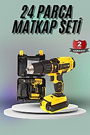 Akülü Matkap Seti 24 Parça Çift Bataryalı Darbeli Led Işıklı