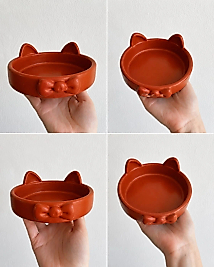 Papyon Model Beton Kedi Köpek Mama ve Su Kabı 16 cm çap - Kiremit