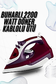 Buharlı Kablolu Ütü 2200 Watt Kireçlenme Önleyici Şok Buharlı Yeni Nesil