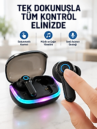 Bluetooth 5.4 TWS Kablosuz Kulaklık Quad ENC Mikrofonlu RGB Şarj Kutulu HD Ses