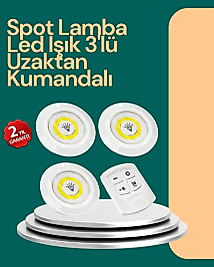 Uzaktan Kumanda İle Kontrol Edilebilen Yapışkanlı 3 Lü Kablosuz Led Spot Lamba