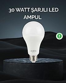 Şarjlı LED Ampul 30 Watt Soğuk Beyaz