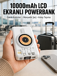 LCD Göstergeli Manyetik Powerbank Type C USB Girişli Yeni Nesil