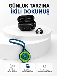 Şarj Kutulu Kablosuz Kulaklık ve Yeşil Askılı Analog Çanta Saati Avantajlı İkili Set