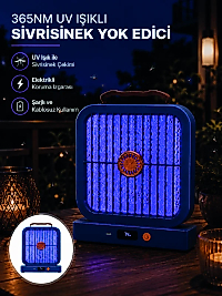 Masaüstü Şarjlı Elektrikli Sinek Öldürücü UV Teknolojili Mavi Cihaz
