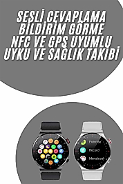 Akıllı Saat Uyku ve Sağlık Takibi NFC Uyumlu Bluetoooth Bağlantılı Android İOS Uyumlu