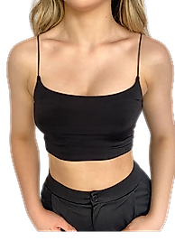 Askılı Crop  Bluz-SİYAH