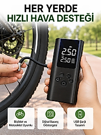 LED Işıklı Dijital Hava Pompası Araba Bisiklet Uyumlu