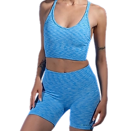 Tayt Crop Takım-Mavi