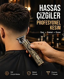 Kompakt Tasarımlı, Güçlü Motorlu Saç sakal Kesme Makinesi ve 4 Kılavuz Tarak
