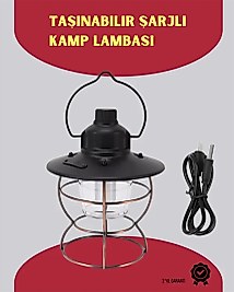 USB Şarjlı Retro LED Kamp Feneri – 4 Işık Modu, Su Geçirmez, Taşınabilir