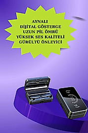 Powerbank Aynalı Bluetooth Kulaklık Ve Akıllı Saat Seti ANC Özelliği Dokunamatik
