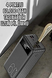 Powerbank 60.000 MAH Dijital Göstergeli 4 Portlu Taşınabilir