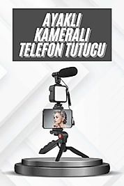 Telefon Tutucu Mikrofonlu Işıklı Youtuber Video Kayıt