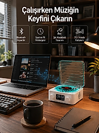 Dekoratif Gece Işıklı Bluetooth Hoparlör – Zaman ve Pil Ekranlı