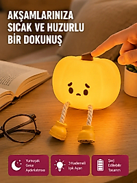 Pumpkin LED Gece Lambası Üç Kademeli Işık Ayarlı Yeni Nesil