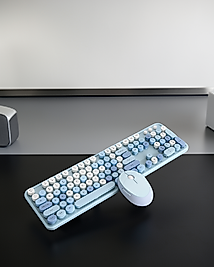 Kablosuz Retro Klavye ve Mouse Seti 104 Tuşlu Sessiz Yazım